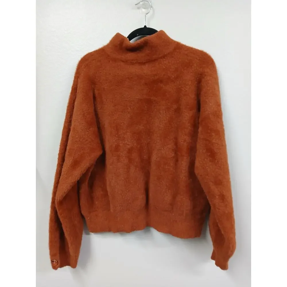 Anthropologie Kalista Eyelash Rust Faux Fur Full Zip Jacket medium - Picture 7 of 7